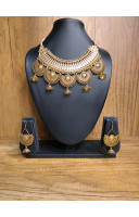 Golden Charms And Jhumka Combine Golden Oxidize Jewellery Set (KR415)