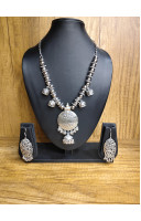 Silver Balls And Jhumka Combine Jewellery Set With Silver Pendant (KR492)
