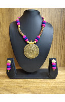 Golden Oxidized Pendant and Charms With Cotton Balls Combine Handcrafted Jewellery (KR86) Golden Oxidized Pendant and Charms With Cotton Balls Combine Handcrafted Jewellery (KR86)