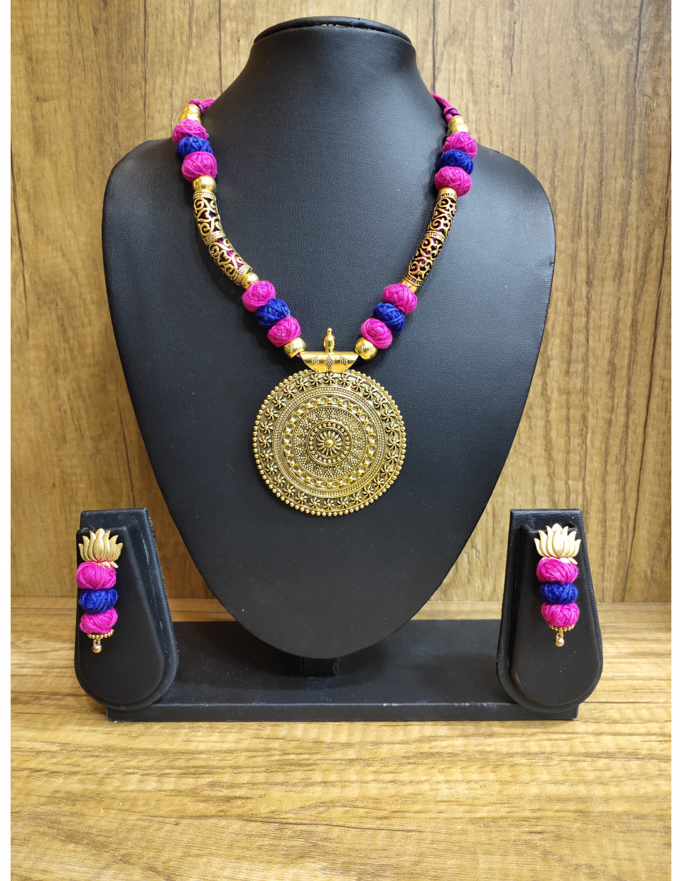 Golden Oxidized Pendant and Charms With Cotton Balls Combine Handcrafted Jewellery (KR86) Golden Oxidized Pendant and Charms With Cotton Balls Combine Handcrafted Jewellery (KR86)