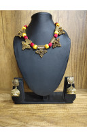 Silk Balls With Golden Oxydize Charms Combine Fashionable Jewellery (RAI207121)