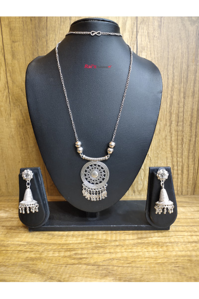 Silver Oxydize Chain With Nice Pendant Combine Fancy Jewellery (RAI10090)