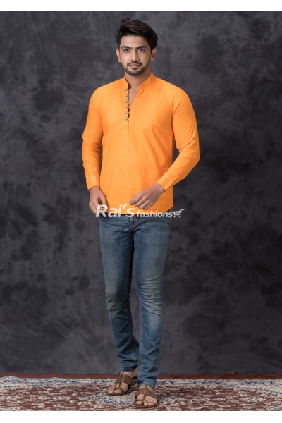 Orange Short Kurta For Men (KR1272)
