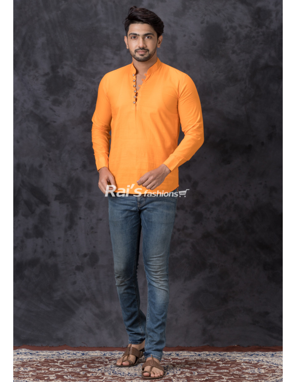 Orange Short Kurta For Men (KR1272) Orange Short Kurta For Men (KR1272)
