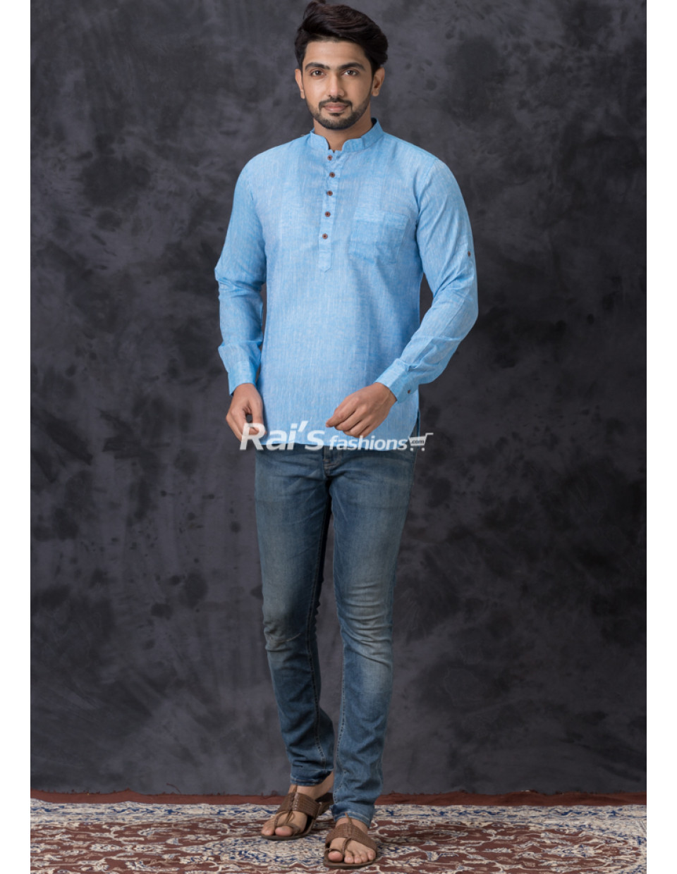 Sky Blue Short Kurta For Men (KR1273) Sky Blue Short Kurta For Men (KR1273)