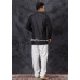 Princess Cut Black Cotton Silk Men Kurta (KR1341)