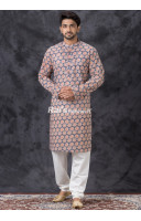 Azrak Printed Cotton Silk Men Punjabi (KR1343)