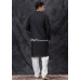 Embroidery Work Design Black Cotton Men Punjabi (KR1349)