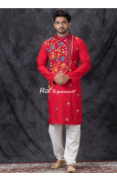 Embroidery Worked Red Men Punjabi (KR1364)