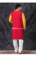 Embroidery Work Design Red Cotton Punjabi (KR1367) Embroidery Work Design Red Cotton Punjabi (KR1367)