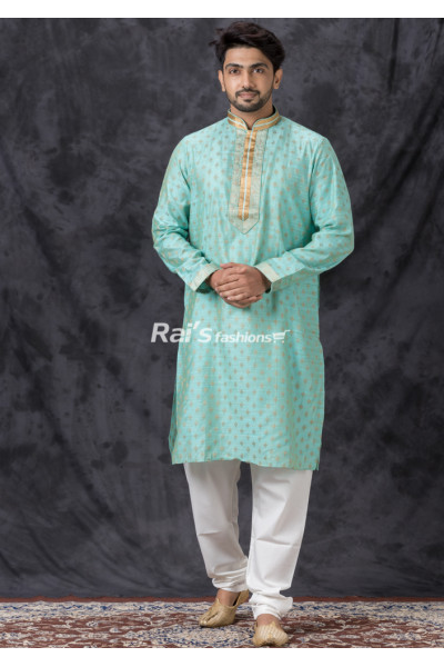 All Over Golden Butta Weaving Silk Men Punjabi (KR1369)