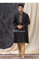 Black Silk Men Punjabi Set (KR1370)