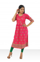 Round Neck Fabric Printed Gown (KR545)