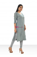 Round Neck Stripes Pattern Cotton Daily Wear Kurti (KR583)