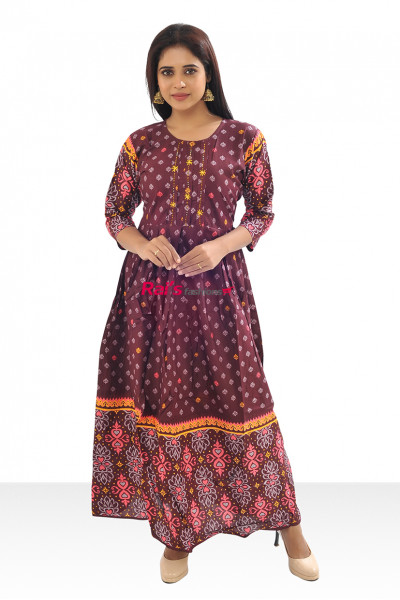 Printed Cotton Long Gown (KR609)
