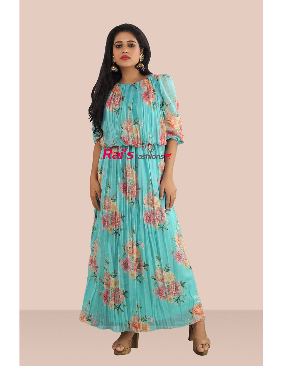 georgette printed frock design