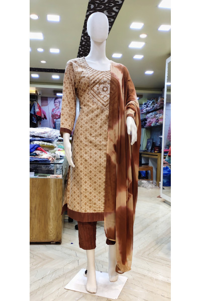 Cotton Printed Kurti Set With All Over Print And Embroidery Work On Yoke Portion (KR2279)