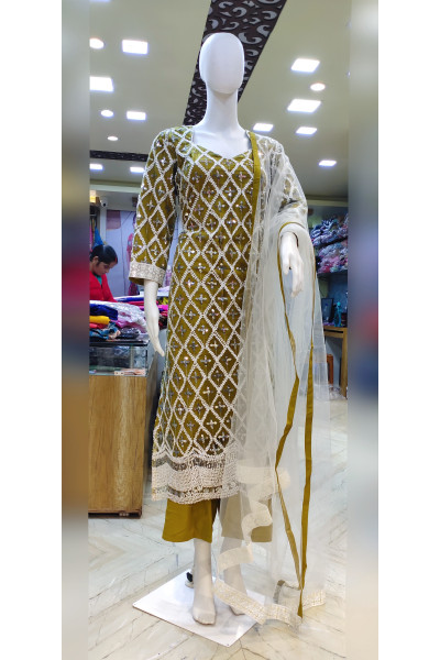 Net Embroidery Work With All Over Sequence Work Kurti Set (KR2281)