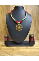 Golden Oxidise Pendant And Charms With Designer Cotton Balls Combine Handcrafted Jewellery (MA21J010) Golden Oxidise Pendant And Charms With Designer Cotton Balls Combine Handcrafted Jewellery (MA21J010)