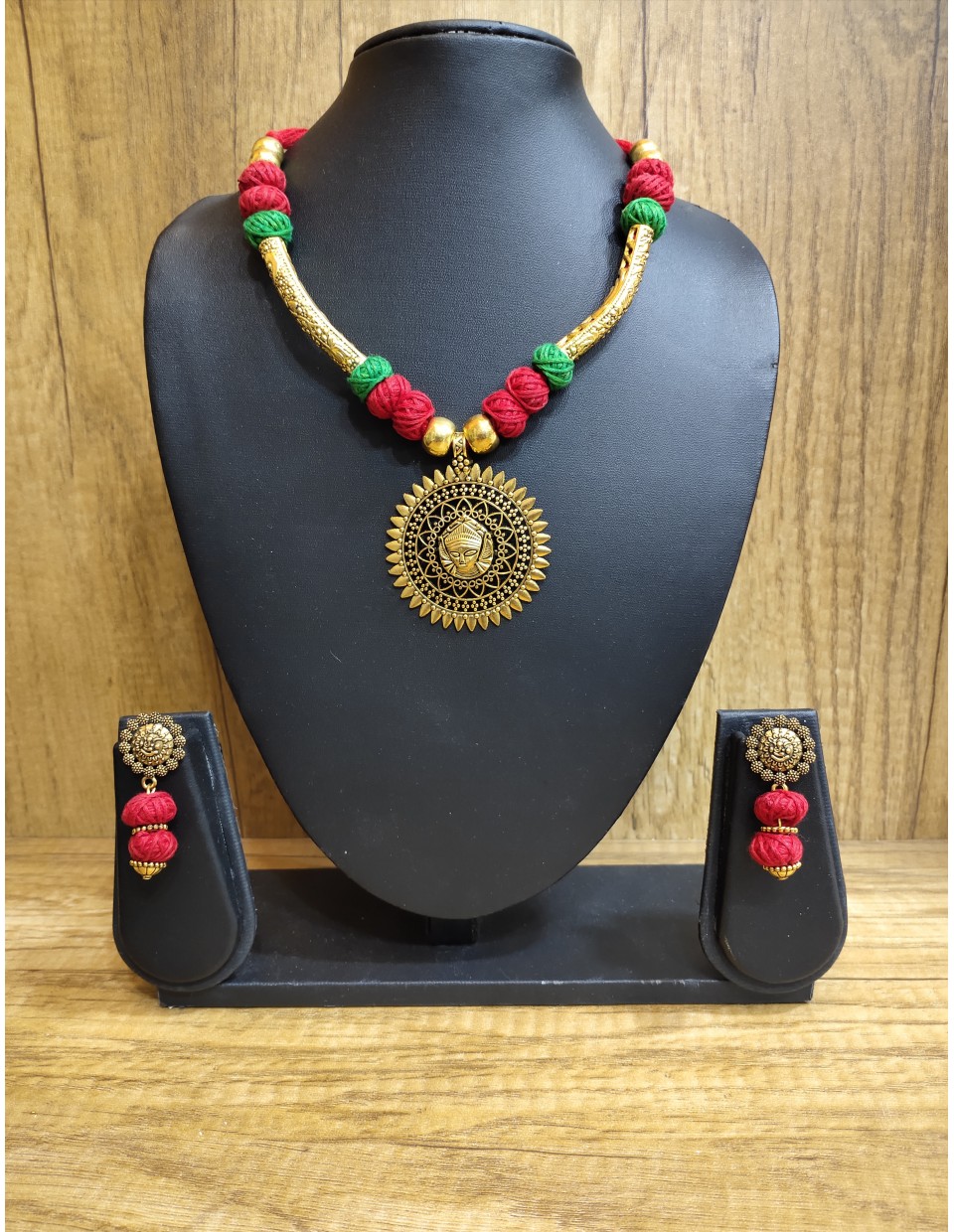 Golden Oxidise Pendant And Charms With Designer Cotton Balls Combine Handcrafted Jewellery (MA21J010) Golden Oxidise Pendant And Charms With Designer Cotton Balls Combine Handcrafted Jewellery (MA21J010)