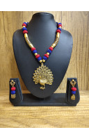 Cotton Balls With Golden Oxidize Big Pendant And Charms Combine Designed Handcrafted Jewellery (MA21J22) Cotton Balls With Golden Oxidize Big Pendant And Charms Combine Designed Handcrafted Jewellery (MA21J22)