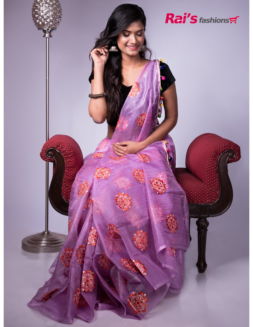 Handloom Organza Silk With Fine Embroidery Work All Over (AP21A18)