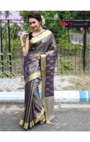 Handloom Tissue Linen With Fine Embroidery Worked Saree (MA21S20)
