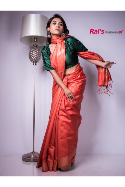 Handloom Tussar Eri Silk With Weaving Border (MA21A19)