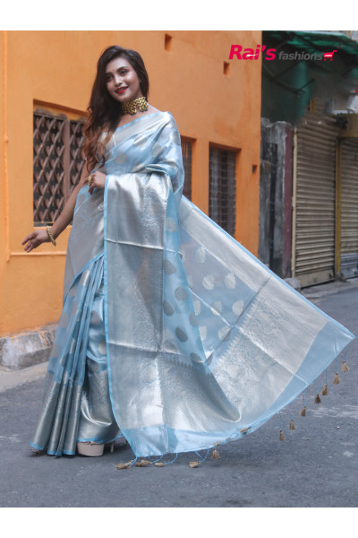 Pure Handloom Reshmi Tissue Silk Saree With Fine Reshmi Zari Weaving Heavy Benarasi Work (JN21R33)