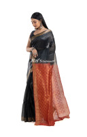 Plain Silk Linen Saree And Contrast Color Pallu With Self Weaving Work (RNW4)