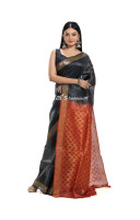 Plain Silk Linen Saree And Contrast Color Pallu With Self Weaving Work (RNW4)