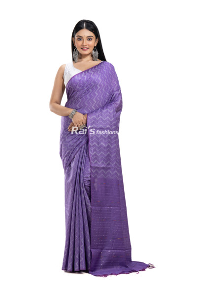 Soft Silk Saree With All Over Self Weaving Laheria Work And The Pallu Part Has Sequence Weaving Work (RNW8)