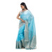 Silk Linen Saree With Fine Silver Banarasi Weaving Border And Pallu (RNW13)