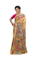 Nakshi Kantha Saree Base Is Semi Bangalore Silk - All Over Floral Design Hand Kantha Stitch Work (RNW17)
