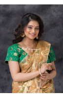 All Over Golden Butta Weaving Green Silk Brocade Designer Blouse (KRBL1283)