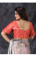 Orange Silk Brocade Designer Blouse (KRBL909)