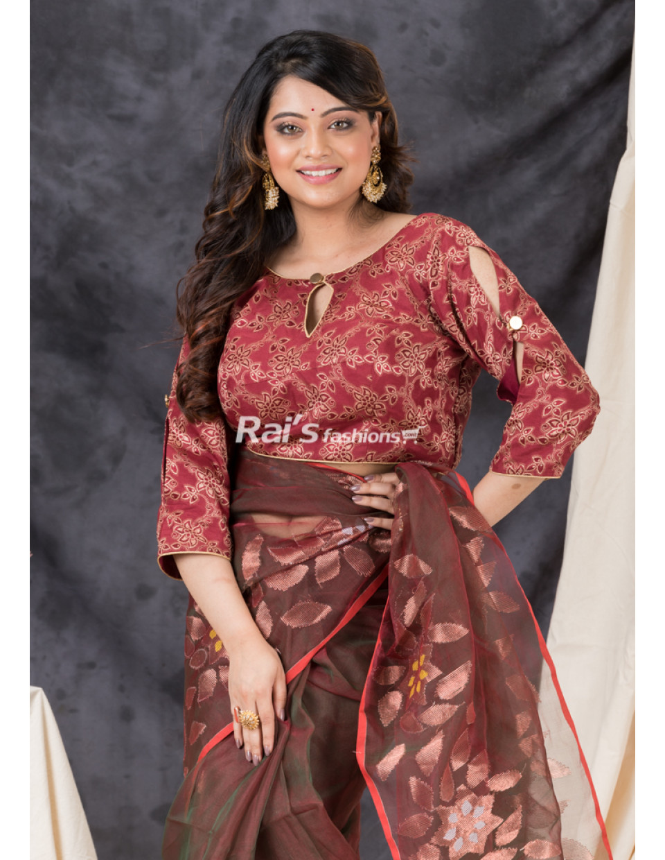 Key Hole Neck Brocade Designer Blouse (KRBL728) Key Hole Neck Brocade Designer Blouse (KRBL728)