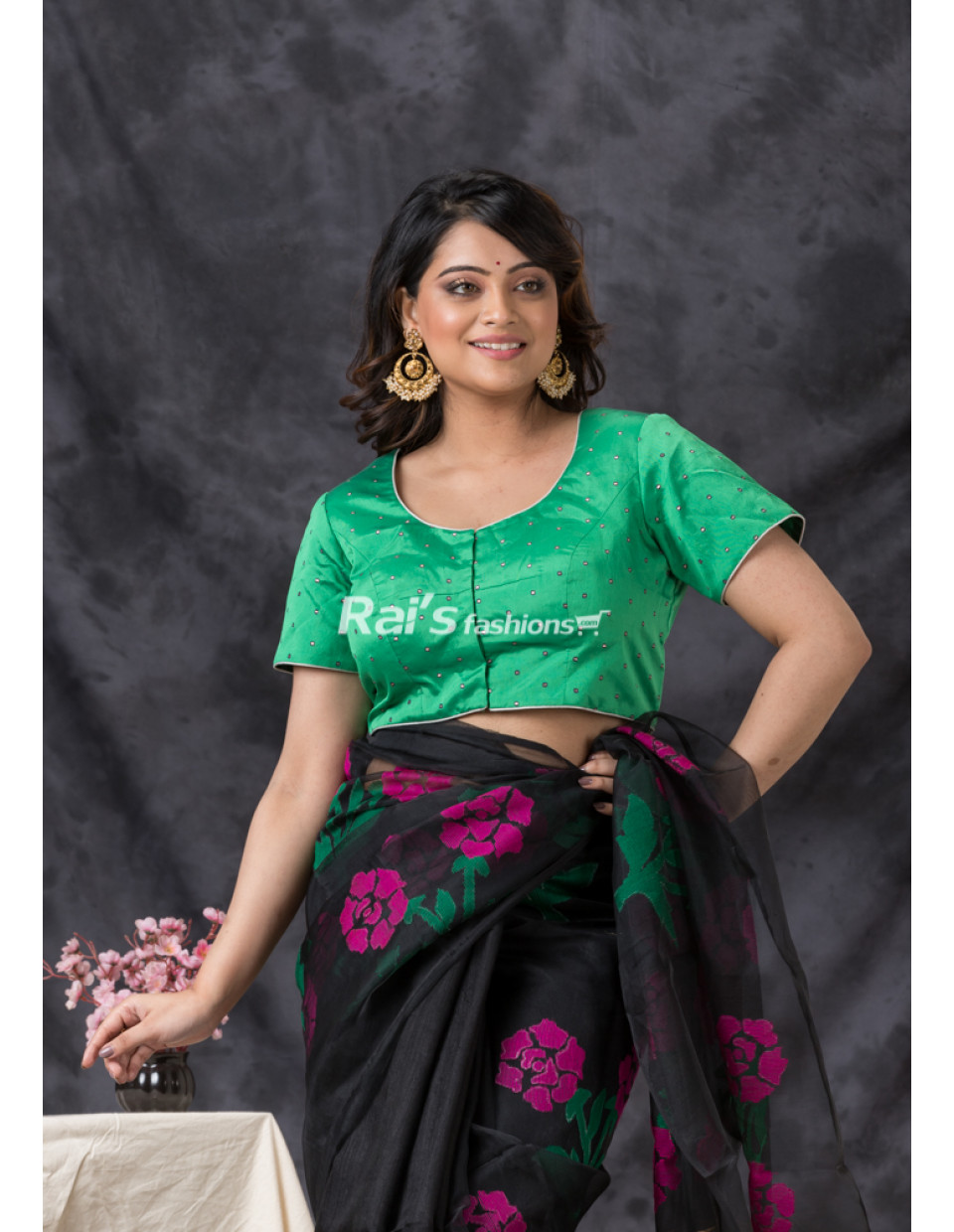 All Over Butta Weaving Green Silk Designer Blouse (KRBL940) All Over Butta Weaving Green Silk Designer Blouse (KRBL940)
