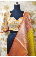 Orange Net Embroidery Worked Designer Blouse (KRBL700)