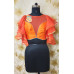 Orange Net Embroidery Worked Frill Type Hand Designer Blouse (KRBL729)