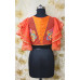 Orange Net Embroidery Worked Frill Type Hand Designer Blouse (KRBL729)