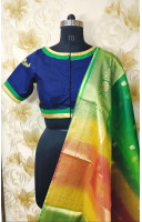 Embroidery Worked Contrast Color Border Silk Designer Blouse (KRBL748)