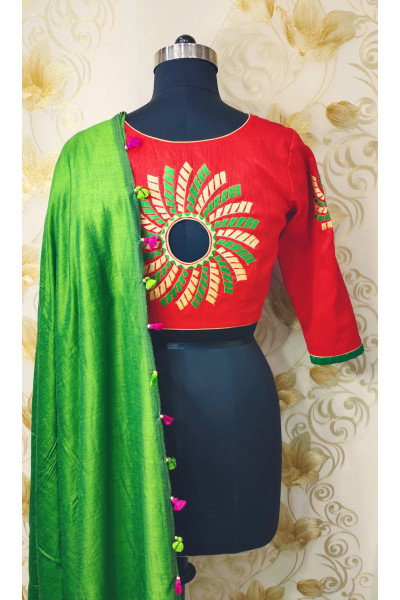 Embroidery Worked Red Designer Blouse (KRBL756)