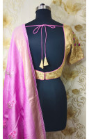 Banarasi Butta Weaving And Embroidery Worked Golden Designer Blouse (KRBL770)