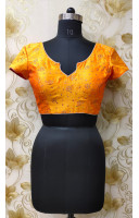 All Over Butta Weaving Orange Silk Designer Blouse (KRBL797)