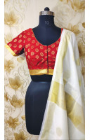 Golden Border Design Red Silk Brocade Designer Blouse (KRBL800)