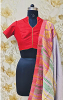 Red High Neck Silk Designer Blouse (KRBL805)