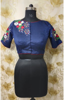 Embroidery Work And Contrast Color Piping Silk Designer Blouse (KRBL827) Embroidery Work And Contrast Color Piping Silk Designer Blouse (KRBL827)