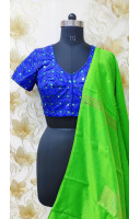 All Over Gujrati Mirror Worked Blue Designer Blouse (KRBL887)