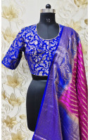 All Over Banarasi Butta Weaving Royal Blue Silk Brocade Fancy Designer Blouse (KRBL889)